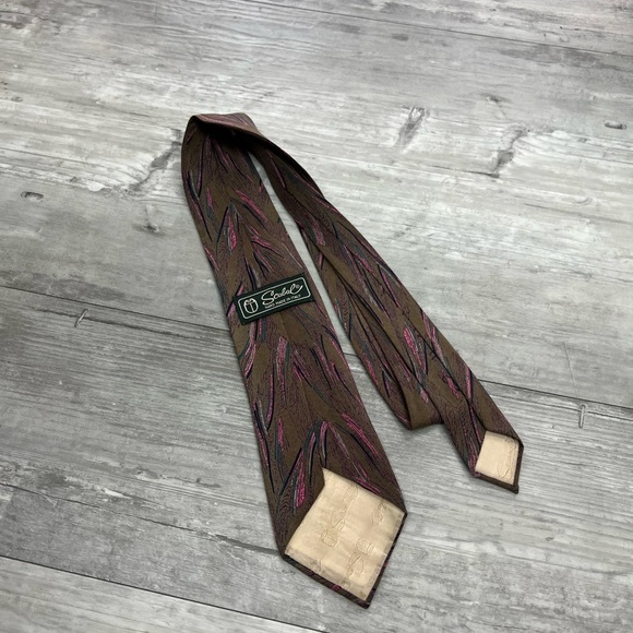 Scabal Brown, Pink & Grey Pattern Silk Tie - Picture 2 of 4